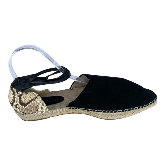 Freda Salvador Aria Angle Wrap Espadrille Black Suede Snakeskin 41 - Picture 7 of 12